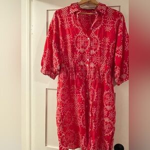 Zara Red Embroidery Dress Large